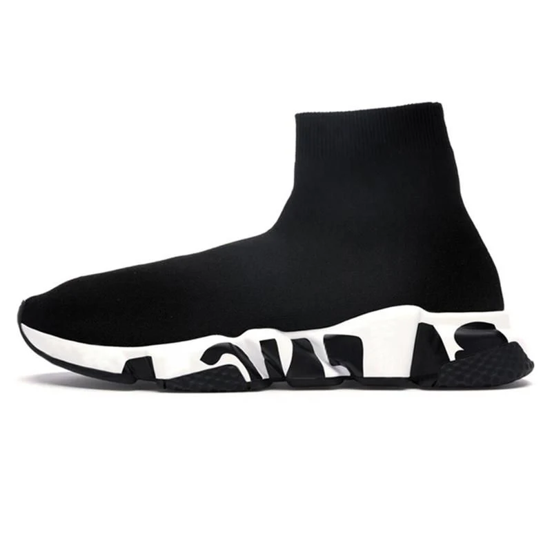 Designer Triple Black and White Casual Socks Shoes Men Knitted Ankle Boots