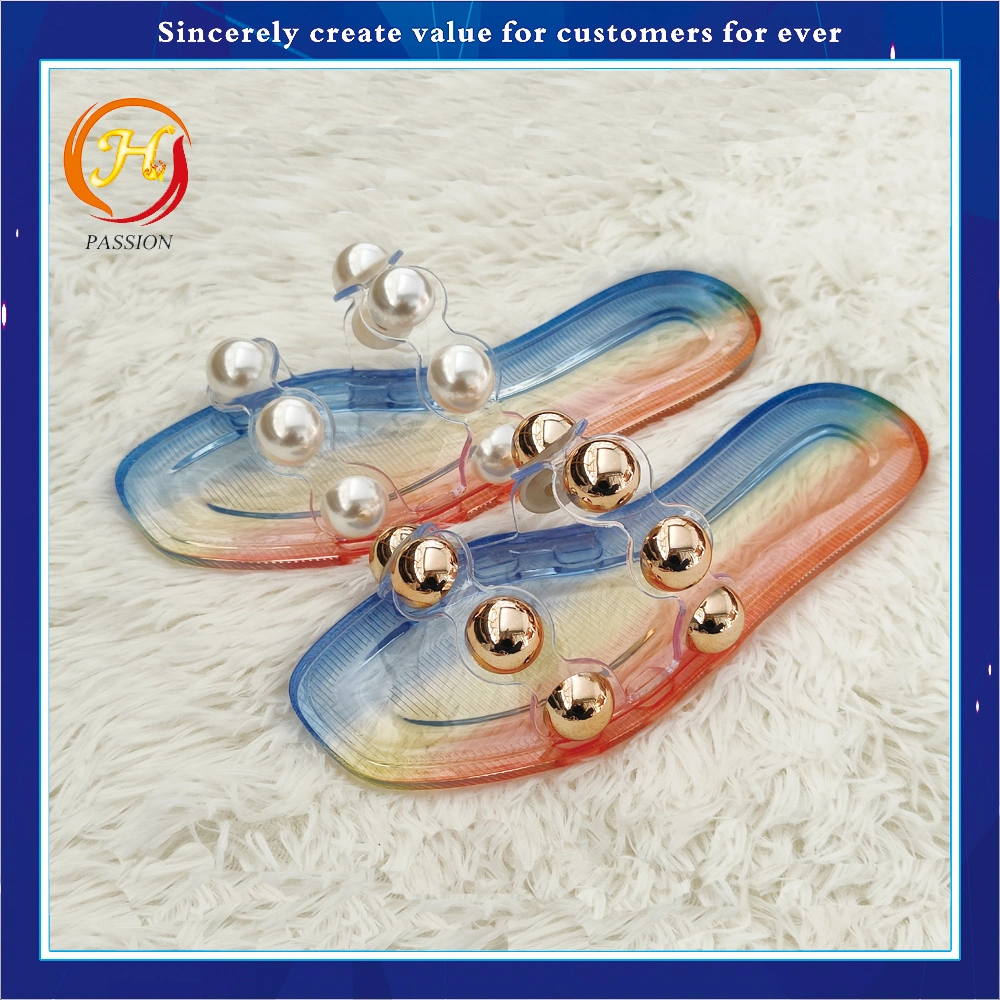 Comfortable Pretty Luxury Korean Colorful Bow Flat Clear Jelly Ladies Shoes Women Sandal