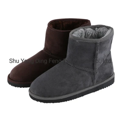 Suede Anti-Skid Snow Boots Rabbit Fur Thickened Inner Lining Warm Shoes