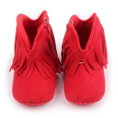 Baby Girl′ S Cowboy Tassel Boots Moccasin Mocks Baby Girl Kids Pre-Walker Solid Fringe Shoes Infant Toddler Soft Soled Anti-Slip Boots Esg11653