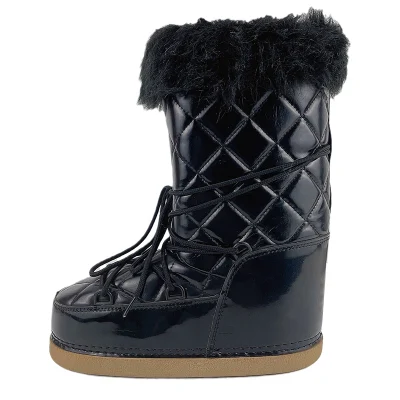 Flat Knee High Snow Boots with Fur Trim Winter Boots